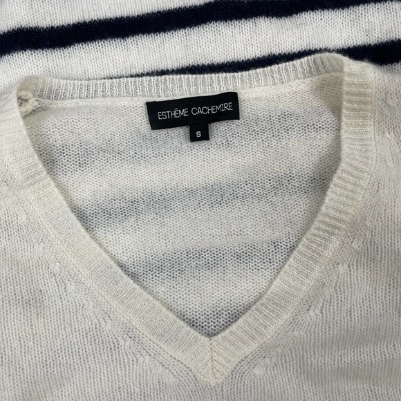 Estheme Cachemire Cashmere Faux Pearl Embellished Sweater Striped Size S - Picture 3 of 8